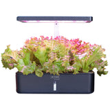 NNEMB 12 Pod Indoor Hydroponic Growing System-with Water Level Window & Pump-Black