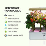NNEMB 12 Pod Indoor Hydroponic Growing System-with Water Level Window & Pump-White