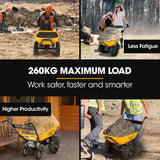 NNEMB 40V Battery Powered Wheelbarrow Motorised Electric-100L Bucket Volume-4 Wheel-260kg Capacity