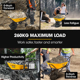 NNEMB 40V Battery Powered Wheelbarrow Motorised Electric-100L Bucket Volume-3 Wheel-260KG-Lifting Bucket