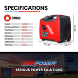 NNEMB Inverter Generator 3500W Max 3200W Rated Trade Camping Home-Red
