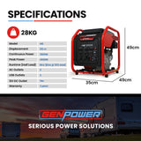 NNEMB Inverter Generator 4kW Peak 3.5kW Rated Portable Petol Construction Camping