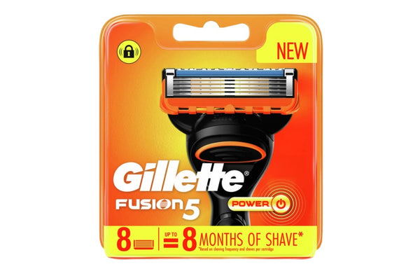 NNEKG Gillette Fusion Power Cartridge Refill Blades 8 Pack