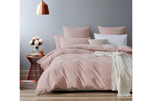 NNEKG Casa Vintage Washed Cotton King Bed Quilt Cover Set Pink