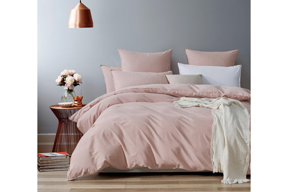 NNEKG Casa Vintage Washed Cotton King Bed Quilt Cover Set Pink