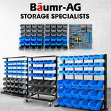 NNEMB 69pc Wall Mounted Parts Bin Rack with Tool Holders-Blue