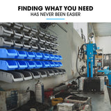 NNEMB 69pc Wall Mounted Parts Bin Rack with Tool Holders-Blue
