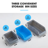 NNEMB 69pc Wall Mounted Parts Bin Rack with Tool Holders-Blue