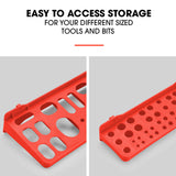 NNEMB 69pc Wall Mounted Parts Bin Rack with Tool Holders-Red