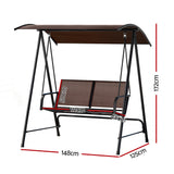 NNEDSZ Outdoor Swing Chair Garden Bench 2 Seater Canopy Patio Furniture Brown