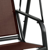 NNEDSZ Outdoor Swing Chair Garden Bench 2 Seater Canopy Patio Furniture Brown