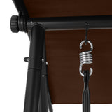 NNEDSZ Outdoor Swing Chair Garden Bench 2 Seater Canopy Patio Furniture Brown