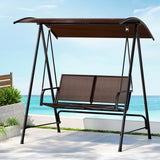NNEDSZ Outdoor Swing Chair Garden Bench 2 Seater Canopy Patio Furniture Brown