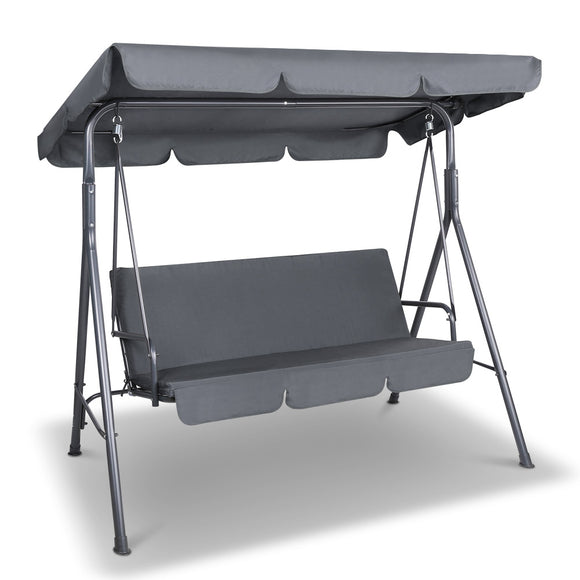NNEDSZ Outdoor Swing Chair Hammock Bench Seat Canopy Cushion Furniture Grey