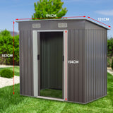 NNEDPE 4ft x 6ft Garden Shed with Base Flat Roof Outdoor Storage - Grey