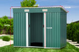 NNEDPE 4ft x 8ft Garden Shed with Base Flat Roof Outdoor Storage - Green