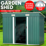 NNEDPE 4ft x 8ft Garden Shed with Base Flat Roof Outdoor Storage - Green