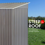 NNEDPE 4ft x 8ft Garden Shed with Base Flat Roof Outdoor Storage - Grey