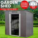 NNEDPE 4ft x 8ft Garden Shed with Base Flat Roof Outdoor Storage - Grey