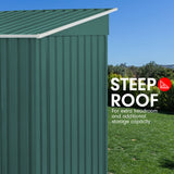 NNEDPE 4ft x 8ft Garden Shed Flat Roof Outdoor Storage - Green