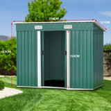NNEDPE 4ft x 8ft Garden Shed Flat Roof Outdoor Storage - Green