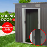 NNEDPE 4ft x 8ft Garden Shed Flat Roof Outdoor Storage - Grey