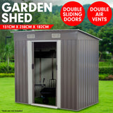 NNEDPE 4ft x 8ft Garden Shed Flat Roof Outdoor Storage - Grey