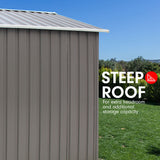 NNEDPE Garden Shed Spire Roof 4ft x 6ft Outdoor Storage Shelter - Grey