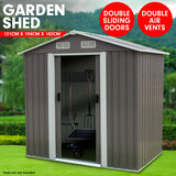 NNEDPE Garden Shed Spire Roof 4ft x 6ft Outdoor Storage Shelter - Grey