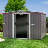NNEDPE Garden Shed Spire Roof 8ft x 8ft Outdoor Storage Shelter - Grey