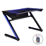 NNEDSZ Gaming Desk Home Office Computer Carbon Fiber Style LED Racer Table