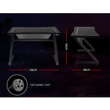 NNEDSZ Gaming Desk Home Office Computer Carbon Fiber Style LED Racer Table