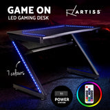 NNEDSZ Gaming Desk Home Office Computer Carbon Fiber Style LED Racer Table