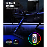 NNEDSZ Gaming Desk Home Office Computer Carbon Fiber Style LED Racer Table