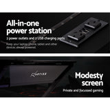 NNEDSZ Gaming Desk Home Office Computer Carbon Fiber Style LED Racer Table