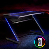 NNEDSZ Gaming Desk Home Office Computer Carbon Fiber Style LED Racer Table
