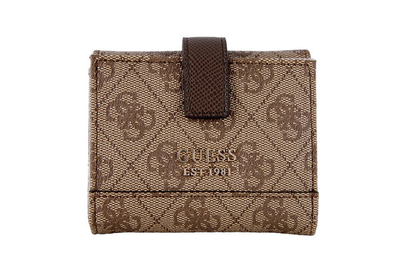 NNEKG Guess Cordelia Logo Slg Petite Trfld Wallet (Latte Brown)