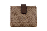 NNEKG Guess Cordelia Logo Slg Petite Trfld Wallet (Latte Brown)