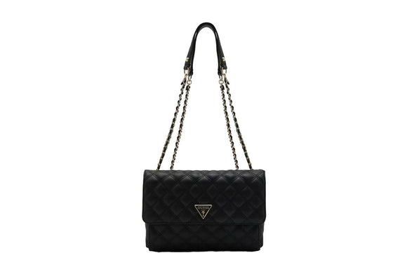 NNEKG Guess Cessily Convertible Crossbody Flap Handbag (Black)