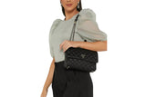 NNEKG Guess Cessily Convertible Crossbody Flap Handbag (Black)