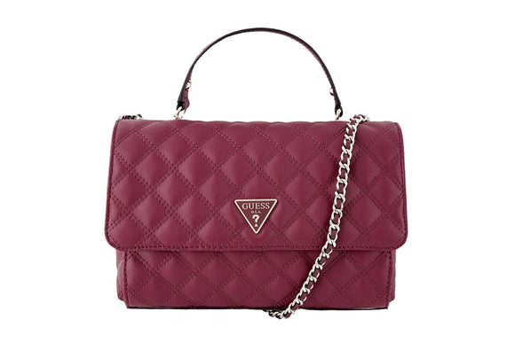 NNEKG Guess Cessily Convertible Crossbody Flap Handbag (Plum)