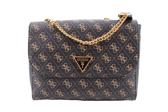 NNEKG Guess Cordelia Logo Convertible Xbody Flap Handbag (Brown Logo)