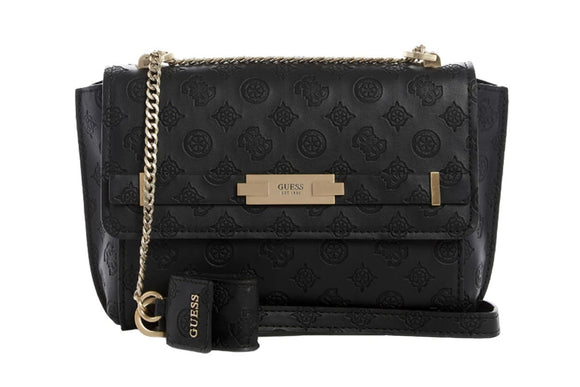 NNEKG Guess BEA Convertible Crossbody Flap Handbag (Black)