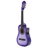 NNEDSZ 34 Inch Guitar Classical Acoustic Cutaway Wooden Ideal Kids Gift Children 1/2 Size Purple with Capo Tuner