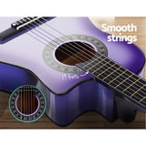 NNEDSZ 34 Inch Guitar Classical Acoustic Cutaway Wooden Ideal Kids Gift Children 1/2 Size Purple with Capo Tuner