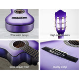 NNEDSZ 34 Inch Guitar Classical Acoustic Cutaway Wooden Ideal Kids Gift Children 1/2 Size Purple with Capo Tuner