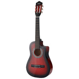 NNEDSZ 34 Inch Guitar Classical Acoustic Cutaway Wooden Ideal Kids Gift Children 1/2 Size Red