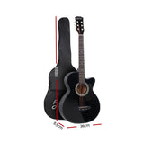NNEDSZ 38 Inch Wooden Acoustic Guitar with Accessories set Black