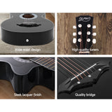 NNEDSZ 38 Inch Wooden Acoustic Guitar with Accessories set Black