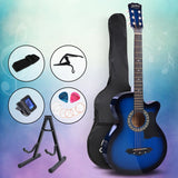 NNEDSZ 38 Inch Wooden Acoustic Guitar with Accessories set Blue